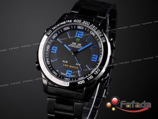 Weide Schwarz Led Armbanduhr Analog Digital Herrenuhr Bild