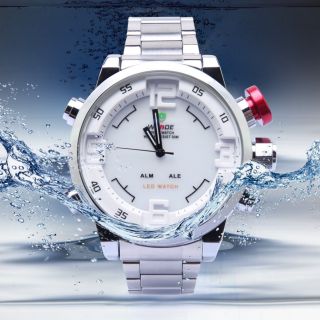 Lcd Silikon Led Digital Alarm Quarz Uhr Armband Armbanduhr Herren Wasserdicht Bild
