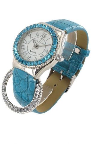 Nele Fortados Damen Strassuhr Uhr Armbanduhr Pu - Leder Blau B - Ware Bild