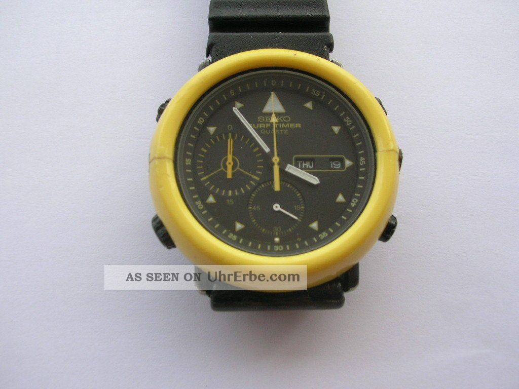 Vintage 1985 Very Rare Seiko Surf Timer Mod 7a36 700a Sport Chronograph  Watch