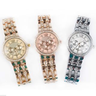 Designer Strass Damenuhr Armband Uhr Chronograph - Optik Rose Gold Silber Uhr02 Bild