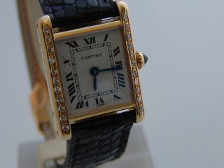 Cartier Tank Uhr 18k Gelbgold Handaufzug Damenarmbanduhr Bild