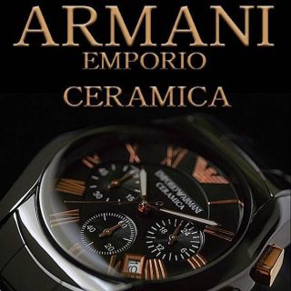 Emporio Armani Ar1410 Ceramica Rose Schwarz Herren Armbanduhr Ovp Keramik Bild