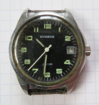 Hau Dau Armbanduhr Dugena Junior Handaufzug Mechanisch Datum 1970 Er Bastler Bild