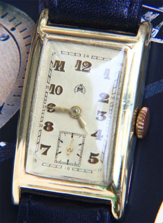 Bifora/hm 1930er Rectangulair Vintage Dresswatch,  585 Gold Massiv Art Deco Bild