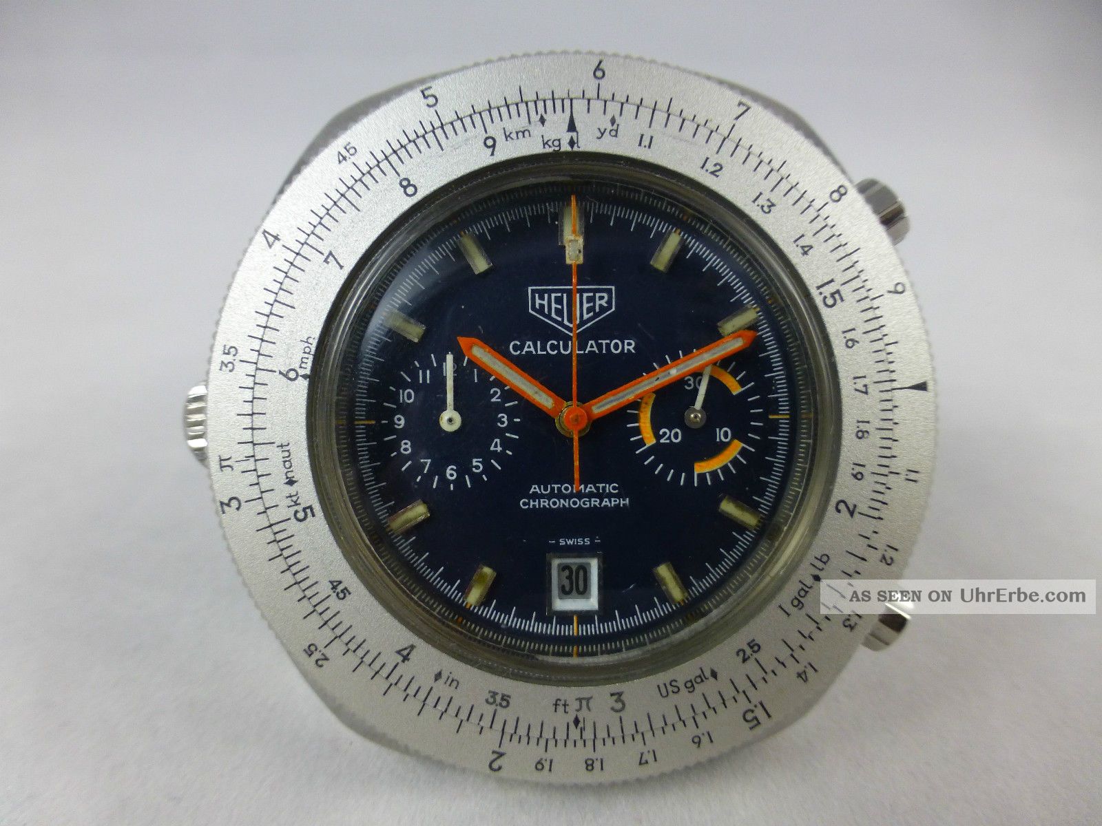 Heuer Calculator Kal. 12 Automatikchronograph, Edelstahl, Vintage 1970 83