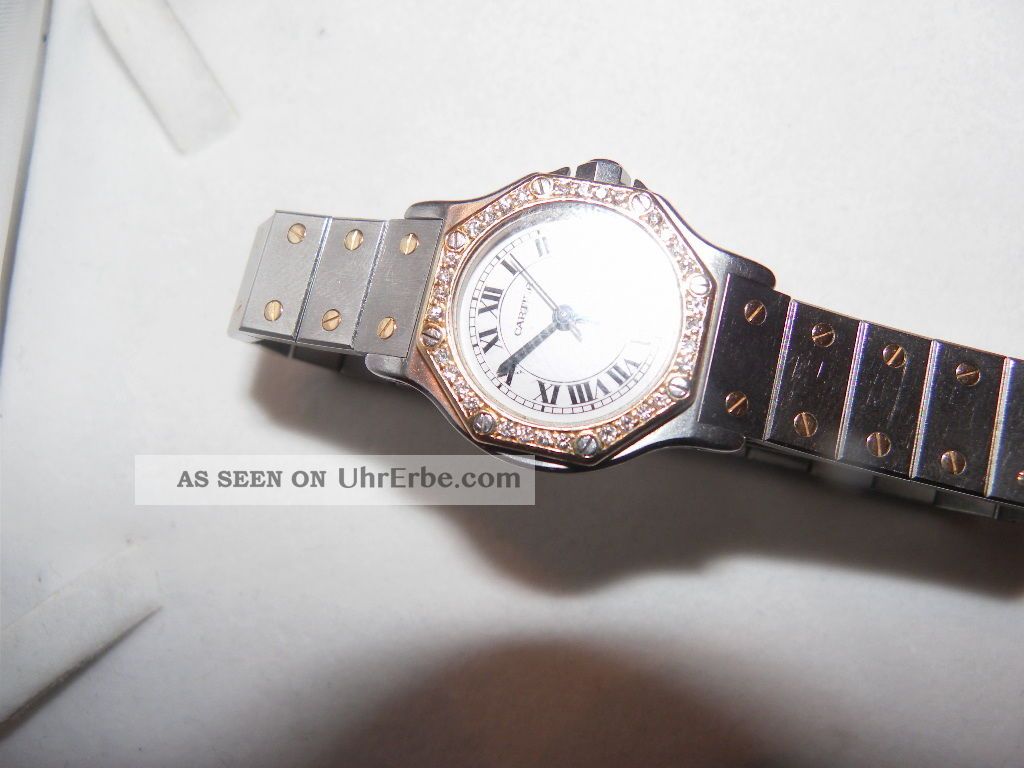 Cartier Damenuhr Lady Santos Mit 24 Diamanten Umfaßt