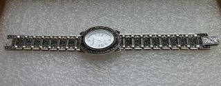 Luxus Art Deco/vintage Rivage 925 Silber Armband Uhr Mit Markasiten Funktional Bild