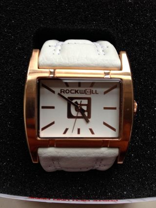 Neue Rockwell Apostle Uhr Gold Mit Weißem Lederarmband Bild