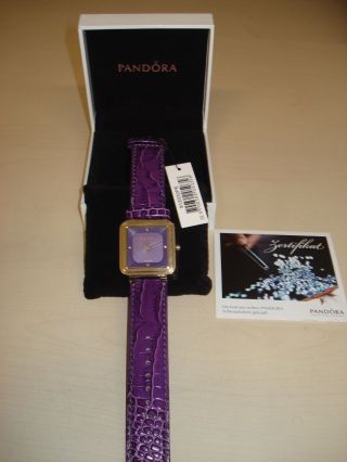 Pandora Grand Cushion Damen Uhr Leder Lila Damenuhr 812032pe Uvp 324€ Bild