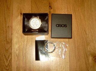 Asos Boyfriend Armbanduhr In Gold / One Size Mit Austauschbare Lünette / Blogger Bild