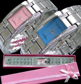 Glitzer Damenuhr Mit Strass Armbanduhr Uhr Inkl.  Geschenk Box Bild