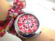 Star Style Armbanduhr Wickeluhr Armband Uhr Blumen Stoff Hippi Uhr Rot U305 Armbanduhren Bild 1