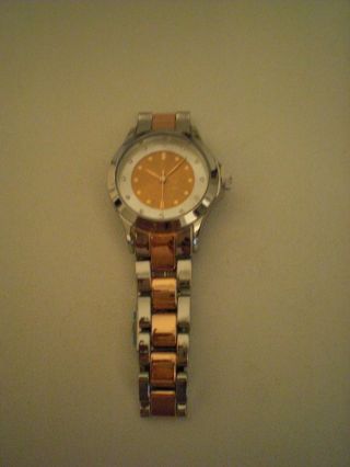 Armbanduhr Metallarmband Armband Uhr Damenuhr Silber Orange Koralle Bild