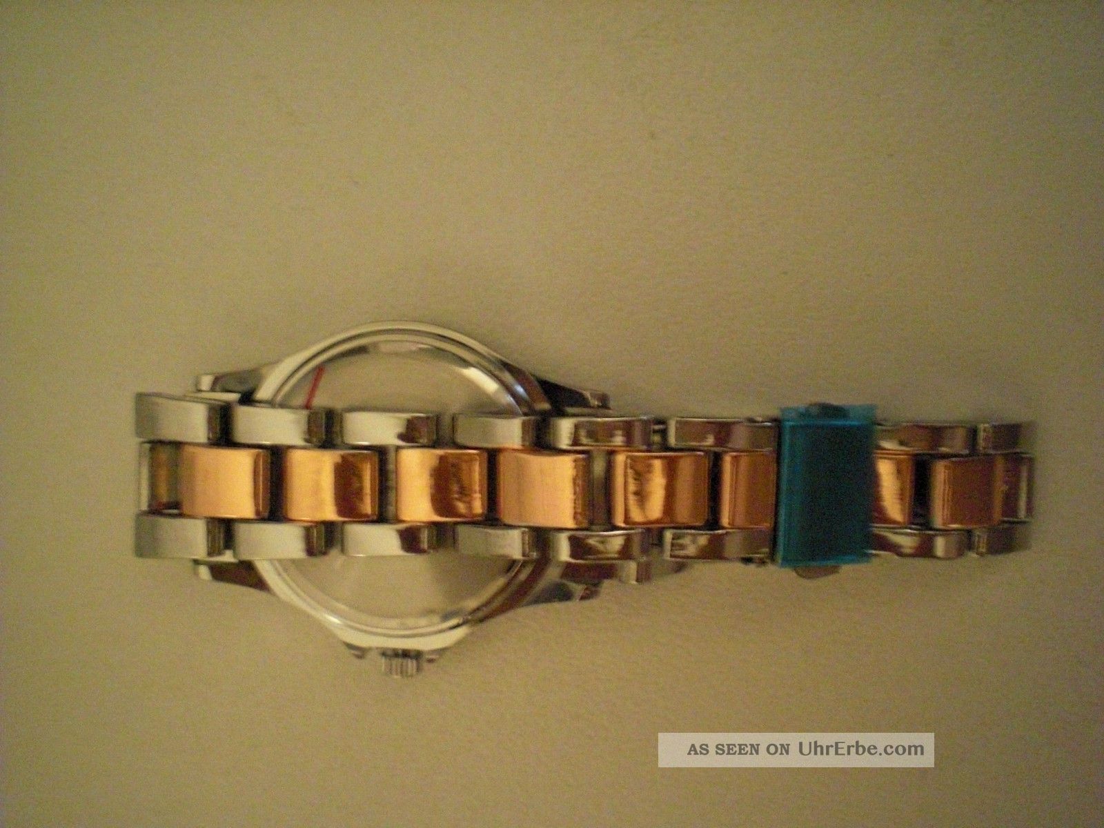 Armbanduhr Metallarmband Armband Uhr Damenuhr Silber Orange Koralle