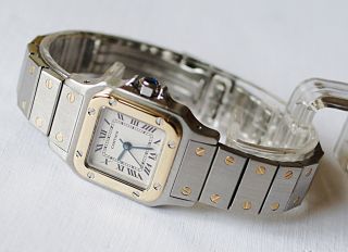 Cartier Santos Damen Uhr Komplett Mit Box Und Papieren Aus 1997 Bild