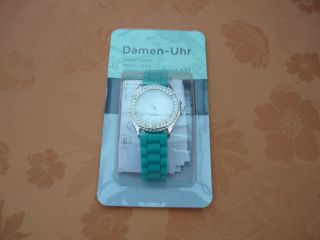 Damenuhr Colour - Watch Silikonarmband Mintgrün,  Quarzwerk Strasssteine Bild