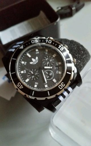 Addidas Unisex Armband Uhr Schwarz Leder Bild