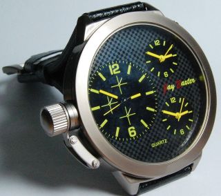 Armbanduhr 3 Zeitzonen Jay Baxter Quarz Retro 3 Uhrwerke Leder Bild