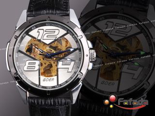 Goer Skelett Mechanisch Automatik Armbanduhr Herren Uhr Bild