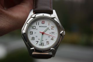 Wenger Uhr 7311x Wenger Herren Watch Clock Swiss Made Echt Leder Armband Bild