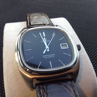 Omega Seamaster Vintage Quarz 70er Armbanduhr Leder Armband U.  Schließe Bild