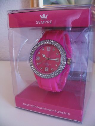 Sempre Colour Watch Armbanduhr Uhr Kristalledition Swarovski Elements Pink Bild