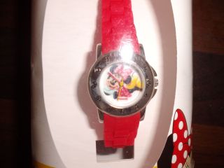 Ungetragen Kinderuhr Uhr Minnie Mouse Disney Rot Weihnachtsgeschenk Geschenk Bild