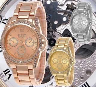 Pure Time® Strass Damenuhr,  Damen Uhr,  Chronograph Optik,  Rose,  Gold,  Silber,  Uhrenbox Bild
