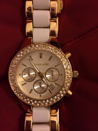 Neue Ungetragene Sehr Elegante Michael Kors Uhr Keramik Gold Glitzer Glamour St Bild