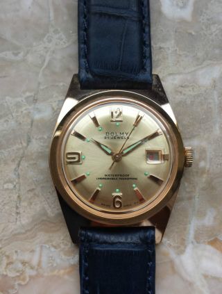 Armbanduhr Dolmy Handaufzug 70er Jahre Vintage Lederband Bild
