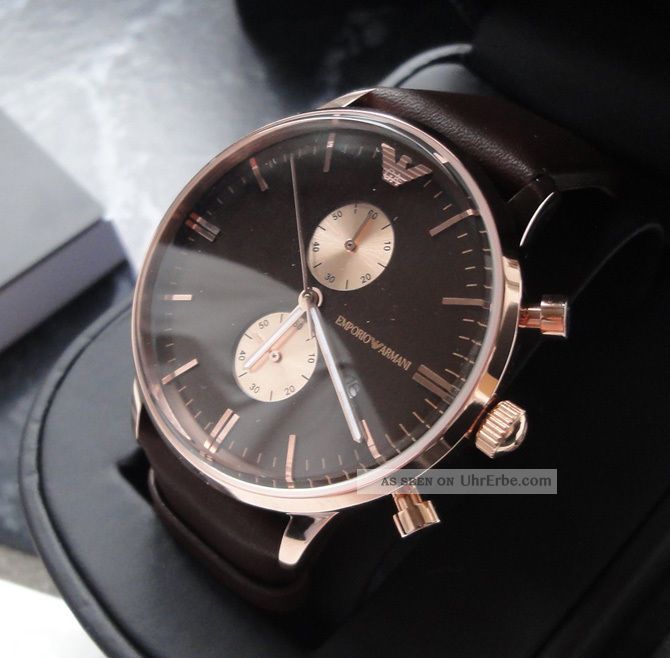 Emporio Armani Chronograph Braun Rose Uhr Ar0387 Ovp 349 Armbanduhren Bild