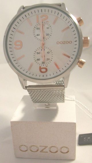 Oozoo Uhr Armbanduhr Designuhr C6435 Ø Ca.  48 Mm Metallband Silber/rose Bicolor Bild