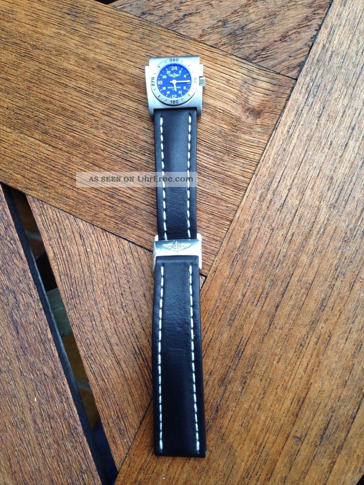 Orig.  Breitling Utc (e70176,  Titan) Mit Lederband Und Faltschließe,  22/18 Armbanduhren Bild