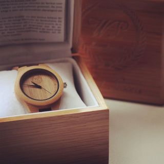 Handgemachte,  Moderne Armbanduhr,  Bambus Und Leder,  Box,  Analog Wood Lovers Bild