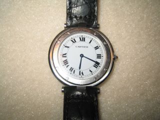 Cartier Uhr Santos Stahl Mit Lederarmband Bild