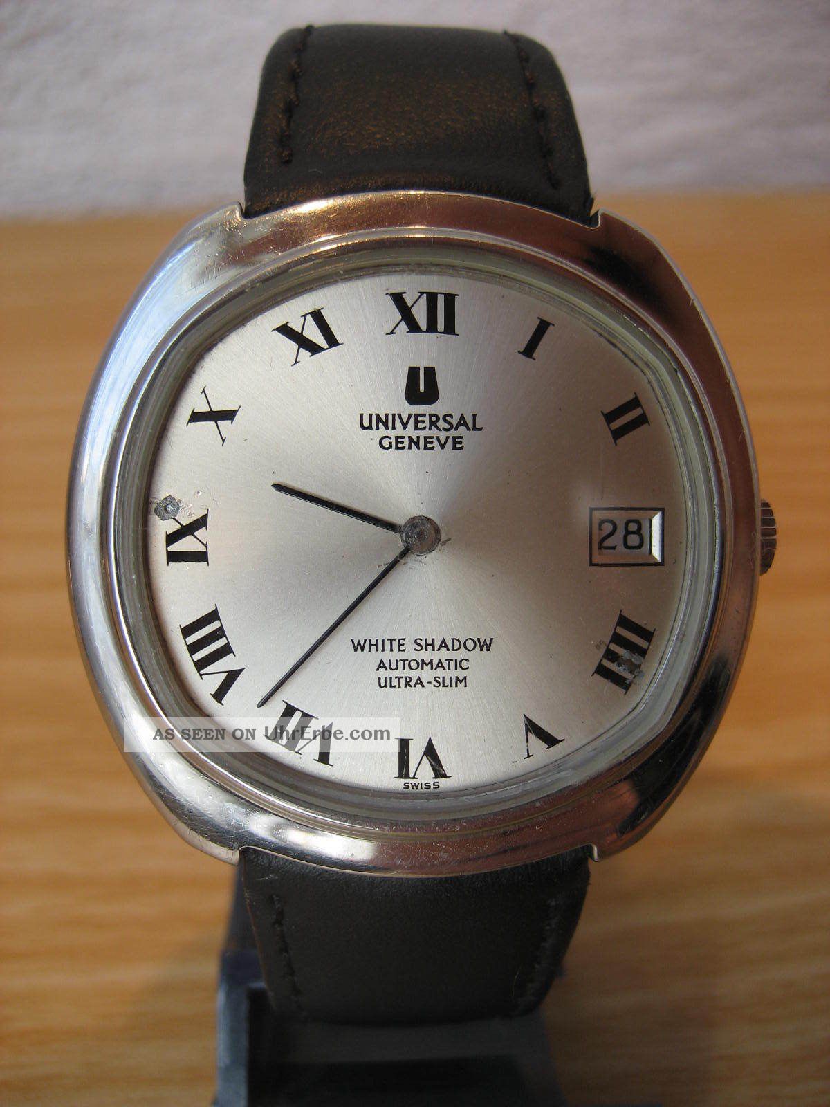 Universal Geneve White Shadow Automatic Ultra Slim,  Date,  Stahl,  Top Rarität Armbanduhren Bild