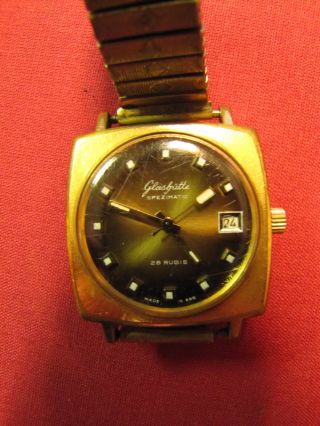 Glashütte Spezimatic Bison Automatic Uhr Goldplaqe Mit Datum Bild