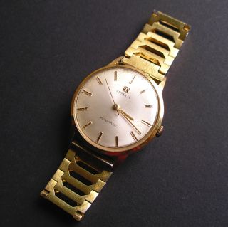 Vintage Tissot Automatic Herrenarmbanduhr Uhr Rowi Americ Armband Hartvergoldet Bild