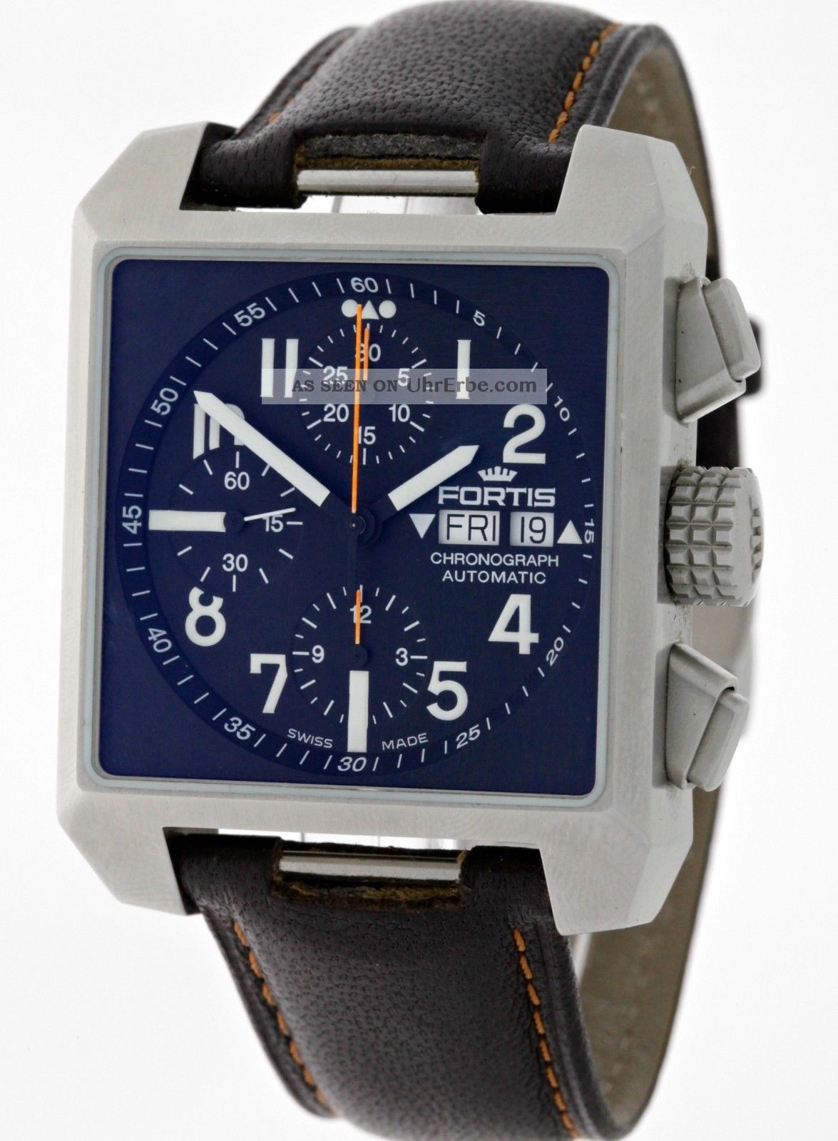 Fortis Square Automatik Chronograph Tag&datum Black Dial Edelstahl Box&papiere Armbanduhren Bild