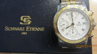 Schwarz Etienne Automatik Swiss Chronograph Stahl / Gold Und Papiere Bild