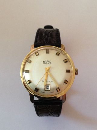 Vintage Herrenarmband Uhr Bwc Automatik 14k / 585 Gold Bild