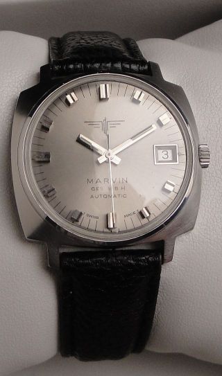 Vintage Armbanduhr Automatic Marvin In Edelstahl Mit Datum Bild