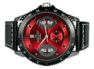 Herren Uhr Armbanduhr Aus Edelstahl Von Winner,  Mechanisch,  Rot,  Automatik Bild