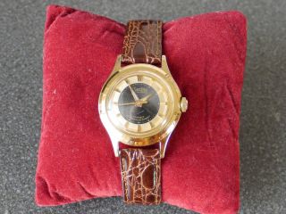Vintage Zentra Schwebering Automatik Herren Damen Uhr Lederband Bild