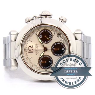Cartier Pasha Chronograph - Automatik Stahl Silber /zifferblatt Armbanduhr Bild