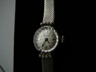 Optima Damen Uhr Weißgold 585 /14 Ct Mit 8 Diamanten Schweizer Werk Bild