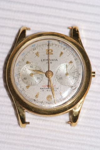 Lemania 105 Chronograph 18k Gold Vintage Komplett Heuer Bild