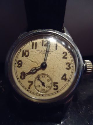Waltham Armbanduhr MilitÄr 31mm Durchmesser 17 Jewels An Bastler Selten Sammler Bild