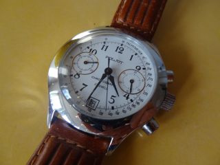 Armbanduhr / Poljot Chronograph,  Analog,  Handaufzug,  Lederarmband Bild